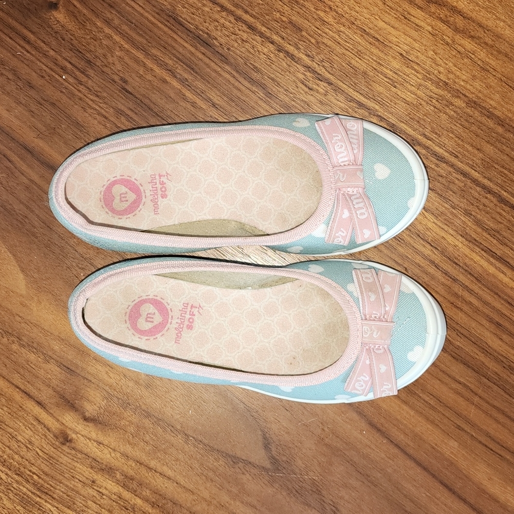 Blue and Pink Hearts love bow soft toddler girl size 11